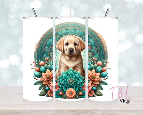 1209 Teal mandala Golden Lab 20 oz Sublimation wrap