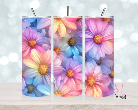 1227 pastel flowers  20 oz Sublimation wrap