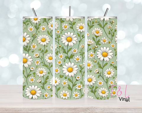 1237 Green Daisy  20 oz Sublimation wrap