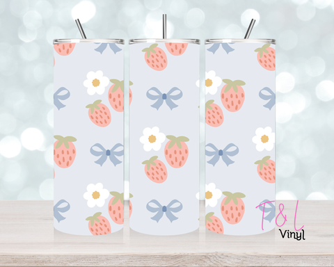 1225 Strawberry and bow 20 oz Sublimation wrap