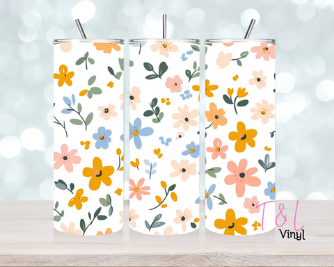 1219 Pastel Flowers 20 oz Sublimation wrap
