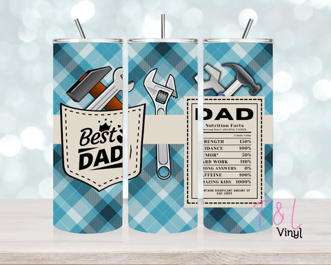 1261 Best Dad 20 oz Sublimation wrap