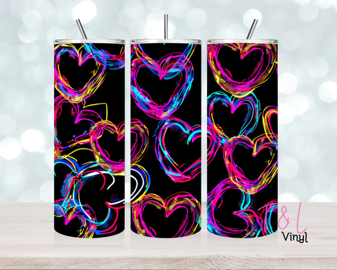1280 Neon Heart 1 20 oz Sublimation wrap