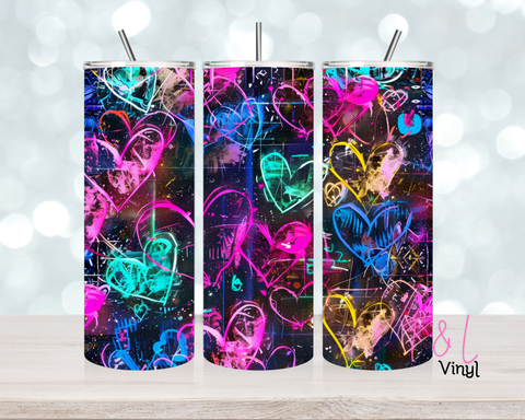 1281 Neon Heart 2 20 oz Sublimation wrap