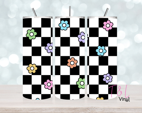 1286 Black Checker 20 oz Sublimation wrap