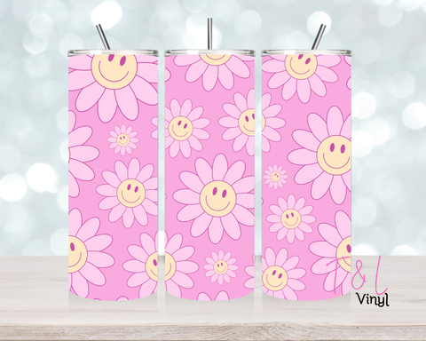 1290 Pink Happy Flower20 oz Sublimation wrap