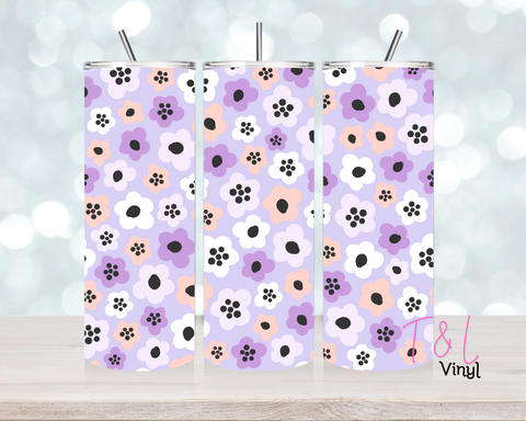 1291 Purple Floral 20 oz Sublimation wrap