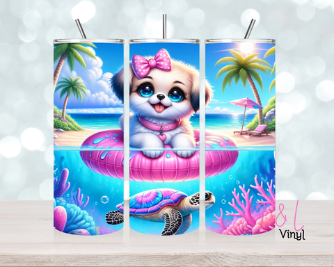 1303 Puppy Summer 20 oz Sublimation wrap