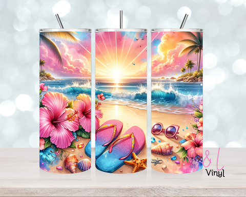 1307 Summer Beach  20 oz Sublimation wrap