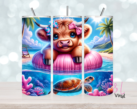 1313 Beach highland Cow 20 oz Sublimation wrap