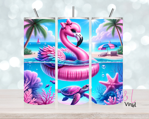 1314 Flamingo beach 20 oz Sublimation wrap