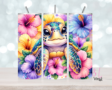 1318 Pretty Turtles 20 oz Sublimation wrap