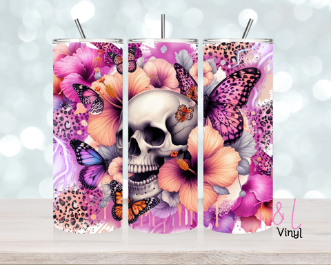 1347 Pastel Skulls 20 oz Sublimation wrap