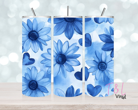 1350 Blue Sunflower 20 oz Sublimation wrap