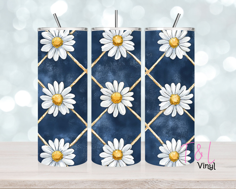 1355 Daisy and blue 20 oz Sublimation wrap