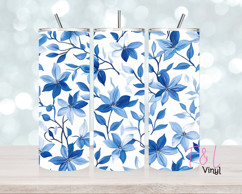 1357 Blue Plant 20 oz Sublimation wrap