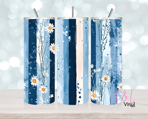 1360 Blue daisy strip  20 oz Sublimation wrap