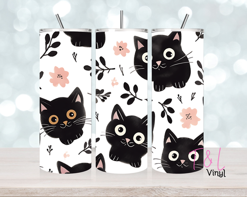 1364 Black cats 20 oz Sublimation wrap