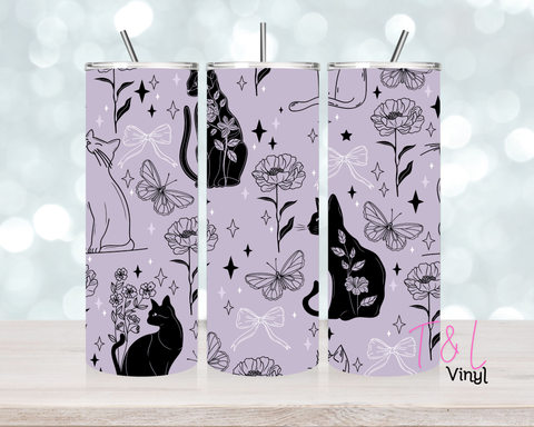 1366 Cat and bow 20 oz Sublimation wrap