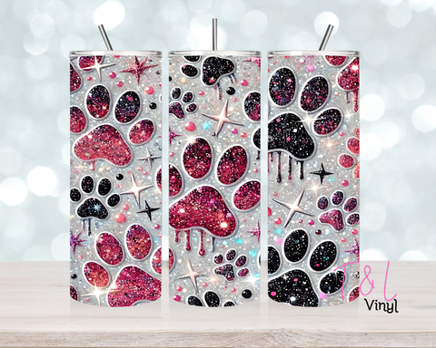 1496 Glitter Paws 20oz Sublimation wrap
