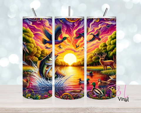 1509 Sunset Fishing 20oz Sublimation wrap