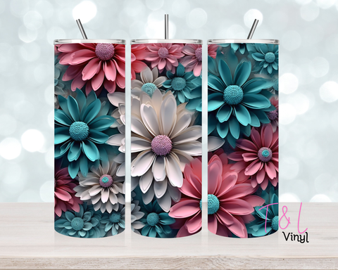 1522 3D flowers 20oz Sublimation wrap