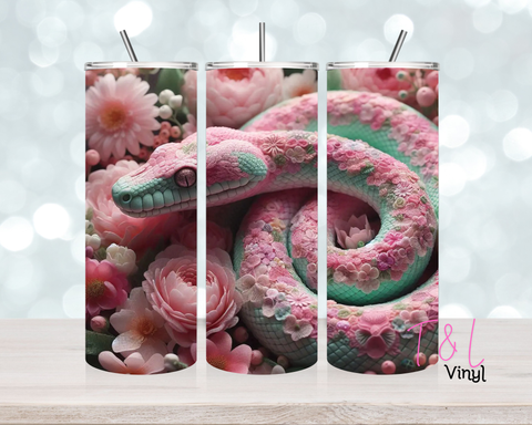 1525 Pink and mint snake 20oz Sublimation wrap