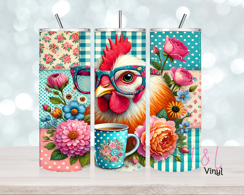 1541 Floral Chicken 20oz Sublimation wrap