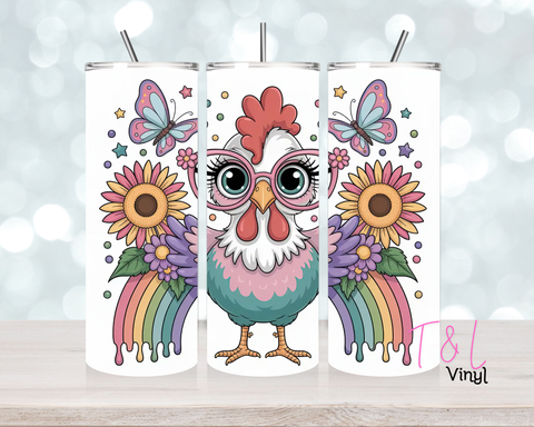 1546 Rainbow Chicken 20oz Sublimation wrap