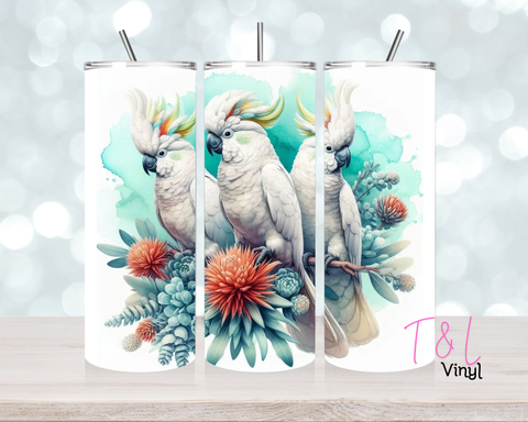 1567 White Cockatoos 20oz Sublimation wrap