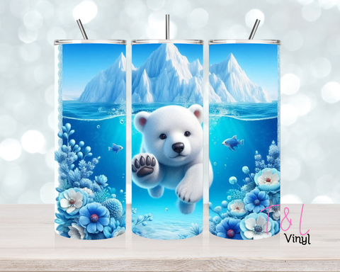 1601 Polar Bear 20oz Sublimation wrap