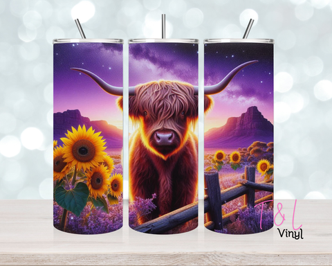 1611  Highland Cow 20oz Sublimation wrap