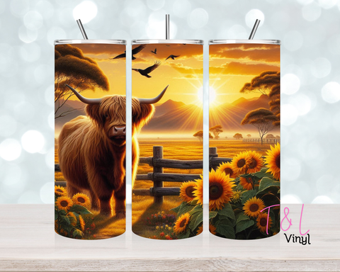 1610  Highland Cow 20oz Sublimation wrap