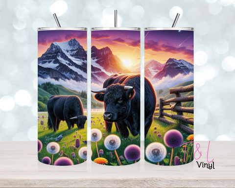 1613 Black Angus Cow 20oz Sublimation wrap