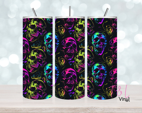 1614 Colourful Skulls 20oz Sublimation wrap