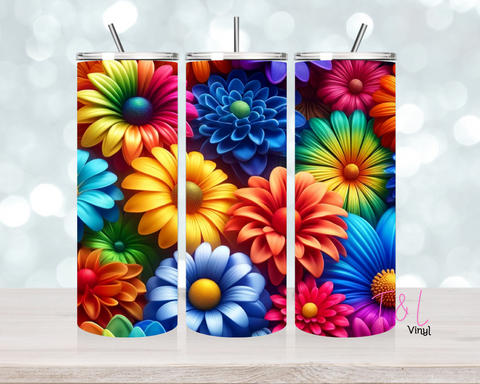 20oz 3D Rainbow Flowers  Sublimation wrap (358)