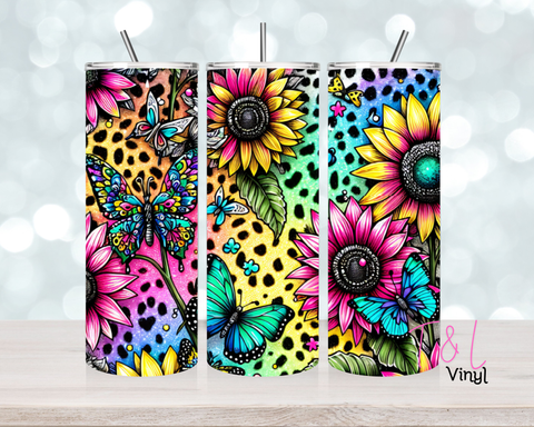 1393 Leopard Sunflower 20 oz Sublimation wrap