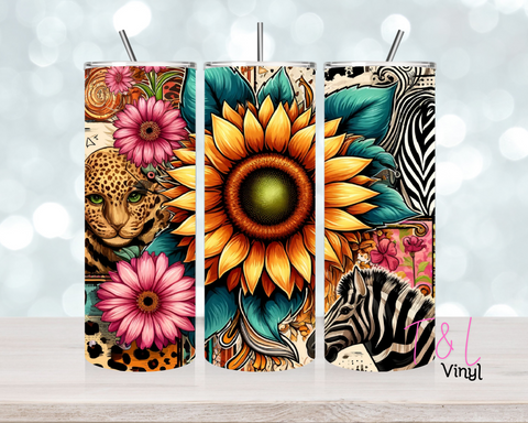 Safari and sunflower  20 oz Sublimation wrap (370)