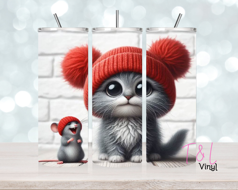 1410 20 oz Cute cat and mouse Sublimation wrap