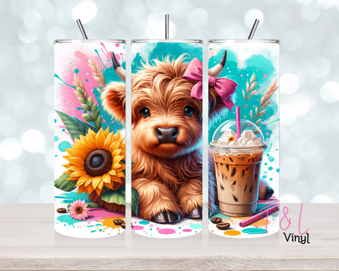 Watch Colour Splash highland cow  20 oz vinyl wrap (383)