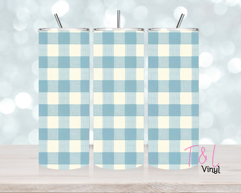 Gingham Blue 20 oz Sublimation wrap (407)