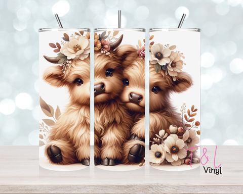 1424 Cute Highland Cows 20 oz Sublimation wrap