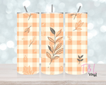 Gingham pastel orange with flower 20 oz vinyl wrap 412