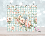 Gingham pale blue with flowers  20 oz Sublimation wrap (416)