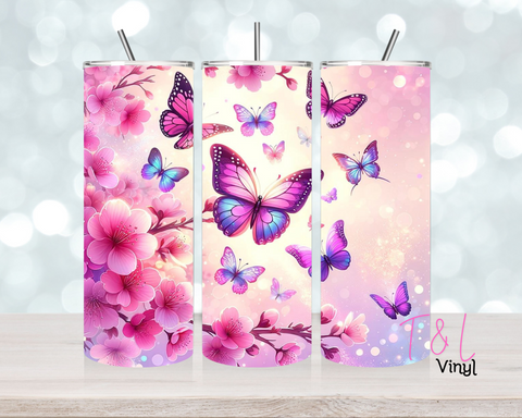 Pastel Cherry Blossom with Butterflies 1  20 oz vinyl wrap 400