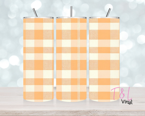 Gingham Pastel Orange 20 oz vinyl wrap 411