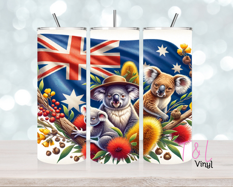 Australian Flag and Koalas 20 oz vinyl wrap 389