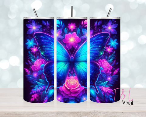 1383 Blue Butterfly 20 oz Sublimation wrap