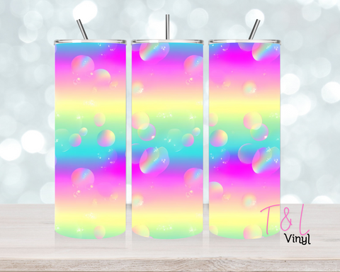 Rainbow Bubbles 20 oz Sublimation wrap (421)