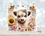 Floral Highland Cow  20 oz Sublimation wrap (429)